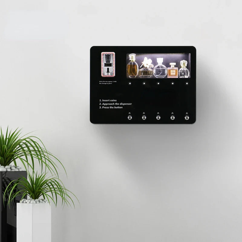 Wall-mounted coin-operated perfume cologne perfume spray vending machine